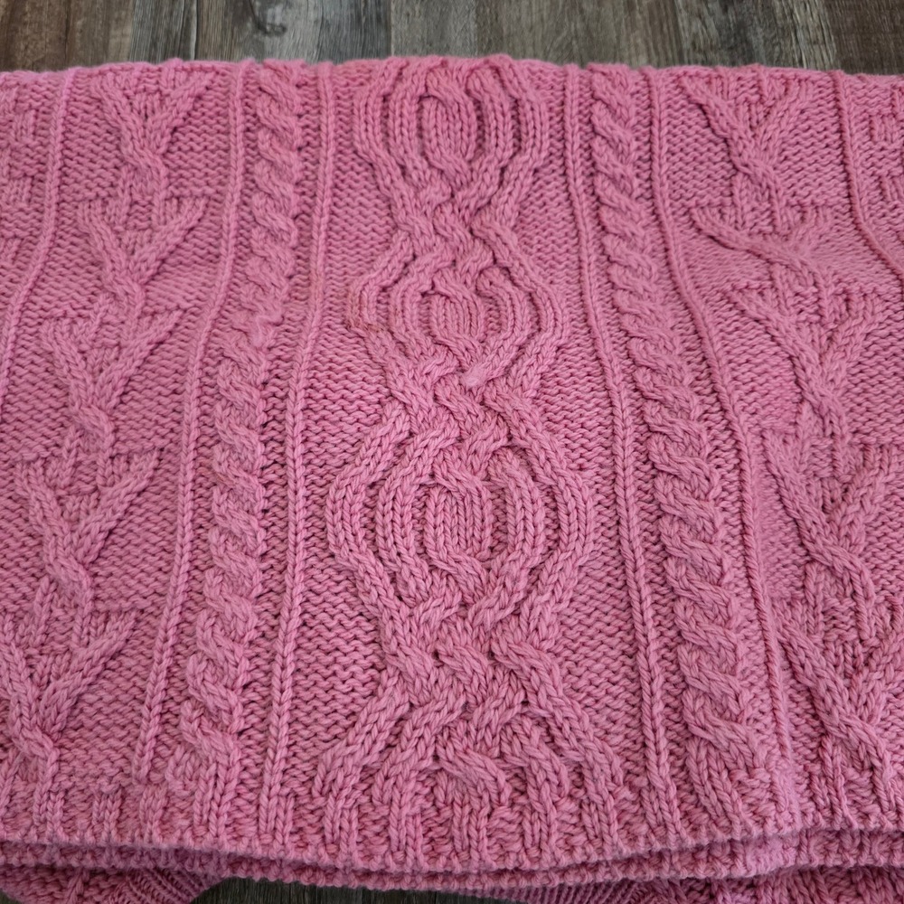 Aran Crafts Sweater Womens XL Pink 100% Merino Wool Cable Knit Made in Ireland - Picture 13 of 13